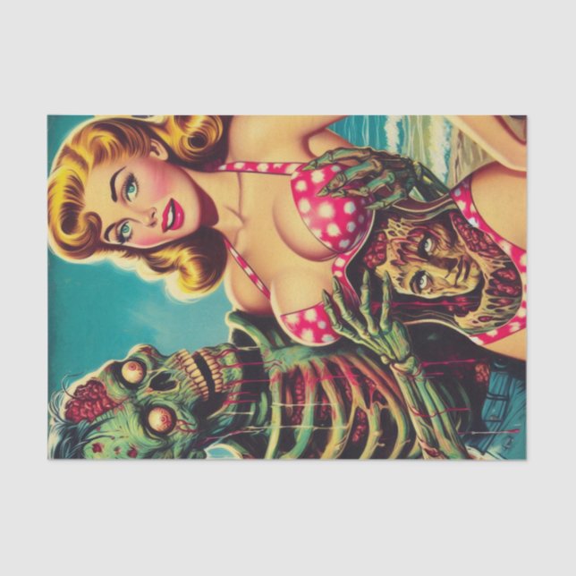 Papier Mousseline Plage Zombie fille (Recto)