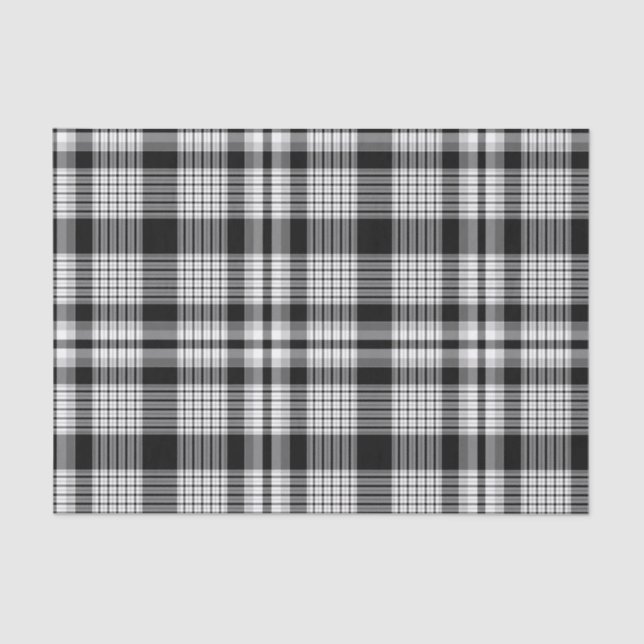 Papier Mousseline Plaid blanc et gris noir (Recto)