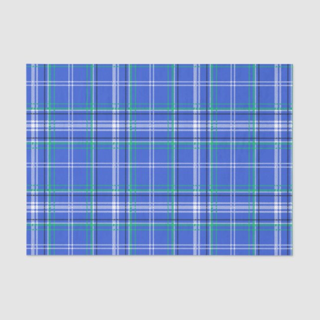 Papier Mousseline Plaid bleu et vert (Recto)