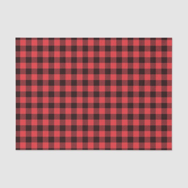 Papier Mousseline Plaid de buffle rouge et noir (Recto)