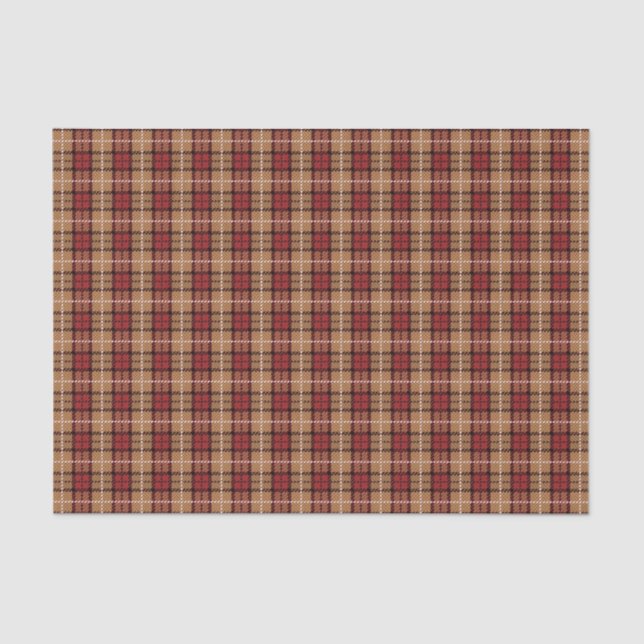Papier Mousseline Plaid de pixel en rouge et or (Recto)