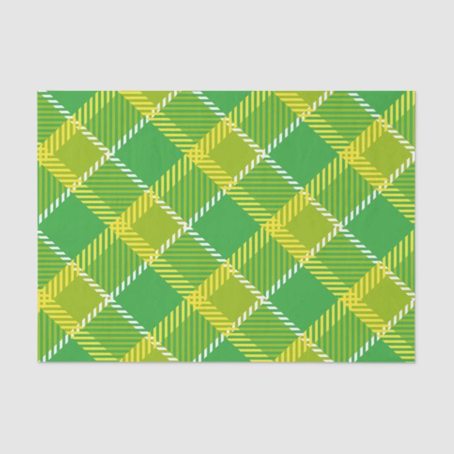 Papier Mousseline Plaid En Motif Géométrique Jaune Et Vert (Recto)
