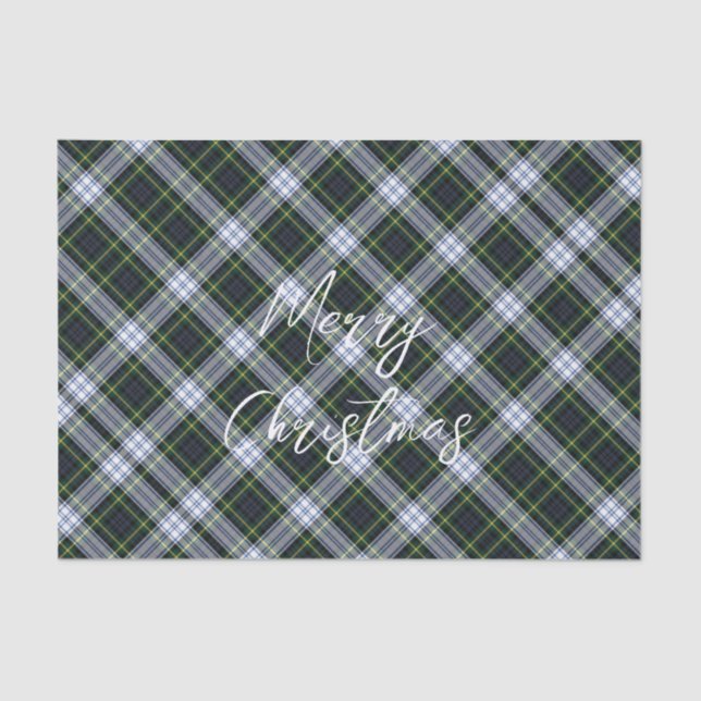 Papier Mousseline Plaid Green White Festive Noël Gordon Tartan (Recto)