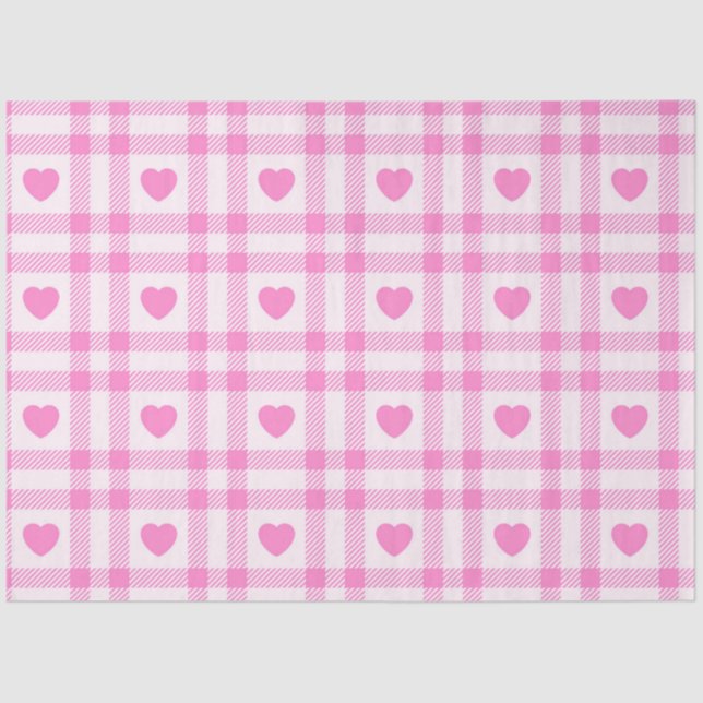 Papier Mousseline Plaid Modern Pink Heart Collection (Recto)