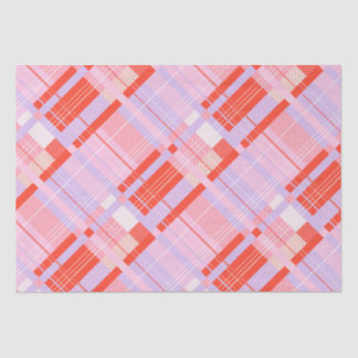 Papier Mousseline Plaid Preppy - Rose, Rouge & Lavande