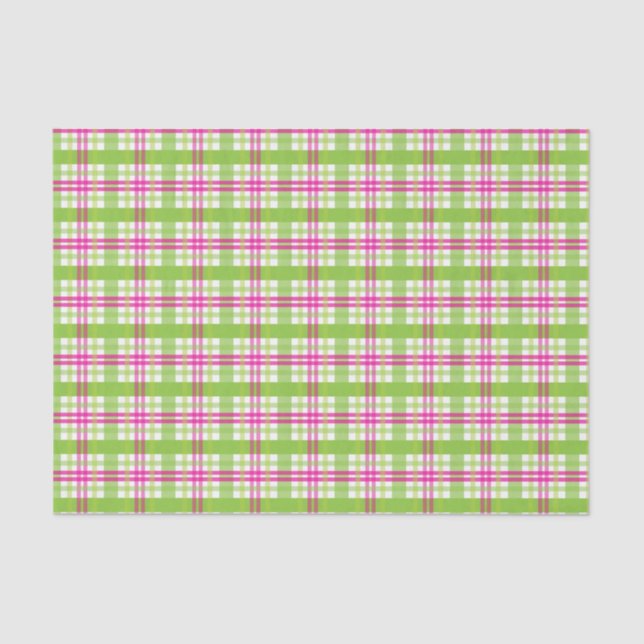 Papier Mousseline Plaid rose et vert (Recto)