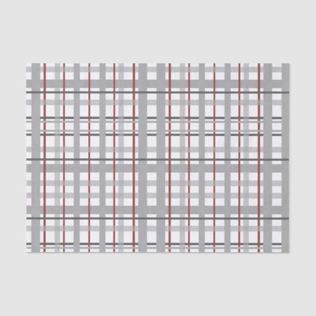Papier Mousseline Plaid rouge et gris (Recto)