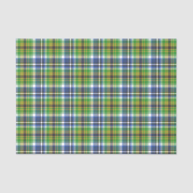 Papier Mousseline Plaid Vert Et Bleu (Recto)
