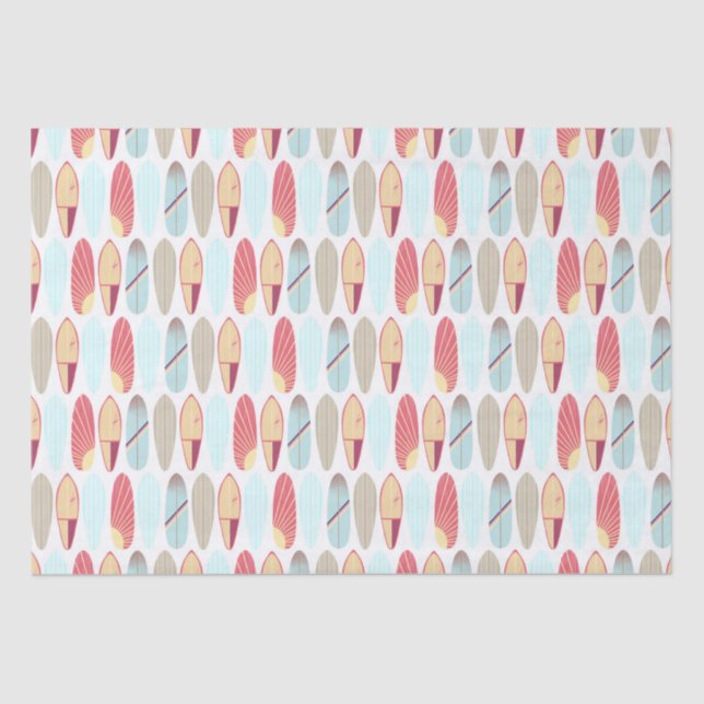 Papier Mousseline Planche de surf rouge et bleu rétro cool  (Recto)