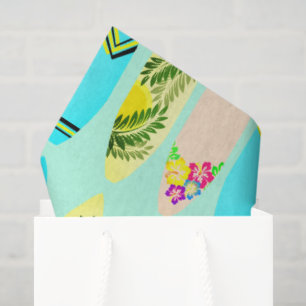 Papier Mousseline Planches de surf tropicales illustrées
