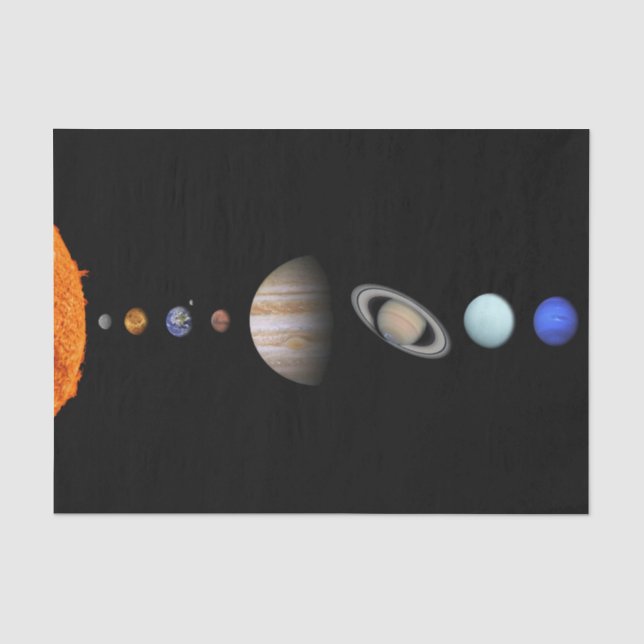Papier Mousseline PLANÈTES du SYSTÈME SOLAIRE 15" s'enveloppant (Recto)