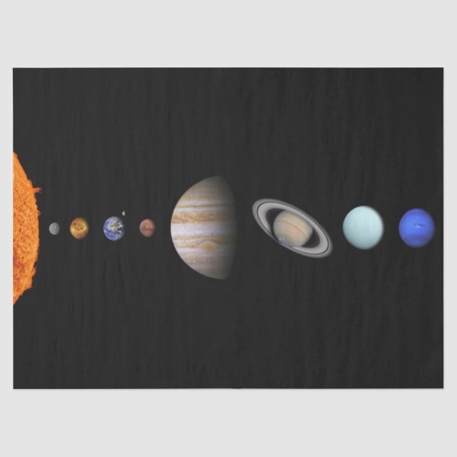 Papier Mousseline PLANÈTES du SYSTÈME SOLAIRE 23" s'enveloppant (Recto)