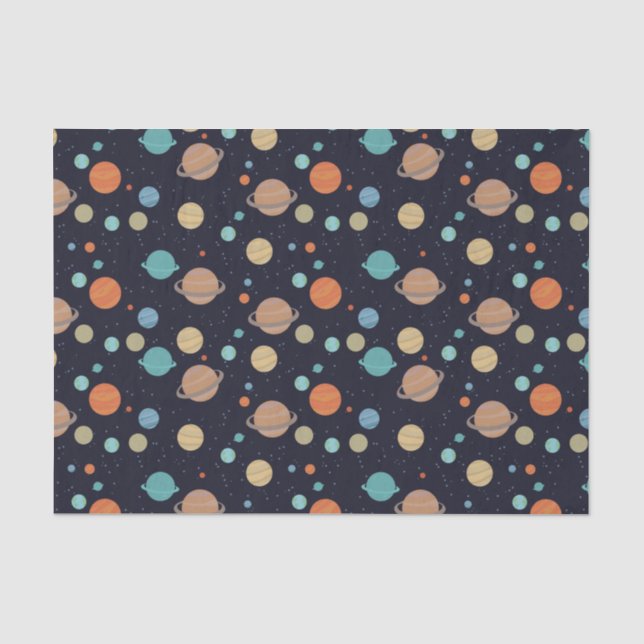 Papier Mousseline Planètes système solaire pour enfants Saturn Jupit (Recto)