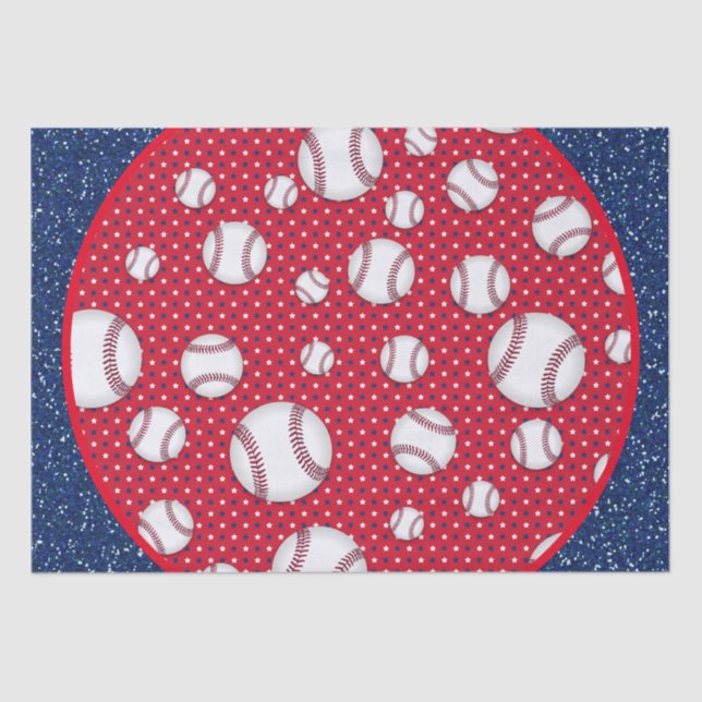 Papier Mousseline Plaque de papier de baseball rouge blanc et bleu (Recto)