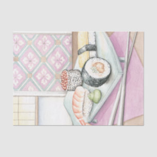 Papier Mousseline Plaque de sushi assorté avec baguettes