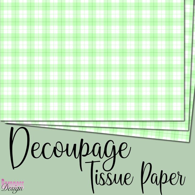 Papier Mousseline Plateau de tartan blanc vert frais (Créateur téléchargé)