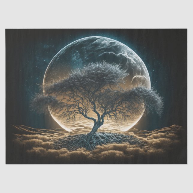 Papier Mousseline Pleine lune avec l'arbre de découpage racine (Recto)