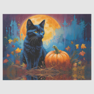 Papier Mousseline Pleine lune Citrouille de Kitten noir Feuilles d'a