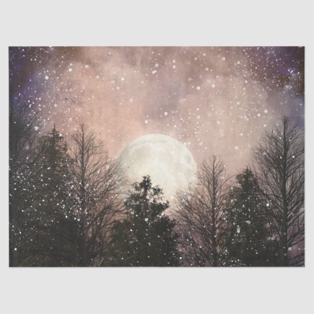 Papier Mousseline Pleine lune Starry Night Forest Découpage (Recto)