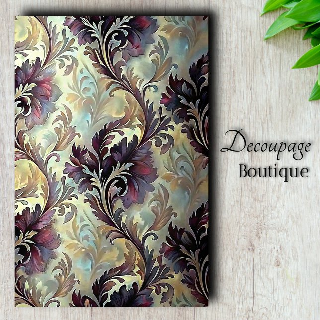 Papier Mousseline Plum Acanthus Dream Découpage (Plum Acanthus Dream Decoupage Tissue Paper)