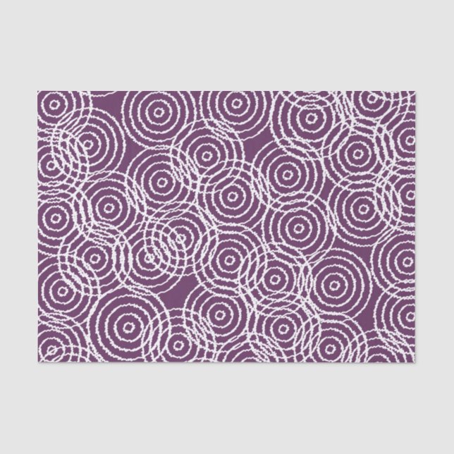 Papier Mousseline Plum Purple Ikat Overlap Cercles Motif géométrique (Recto)