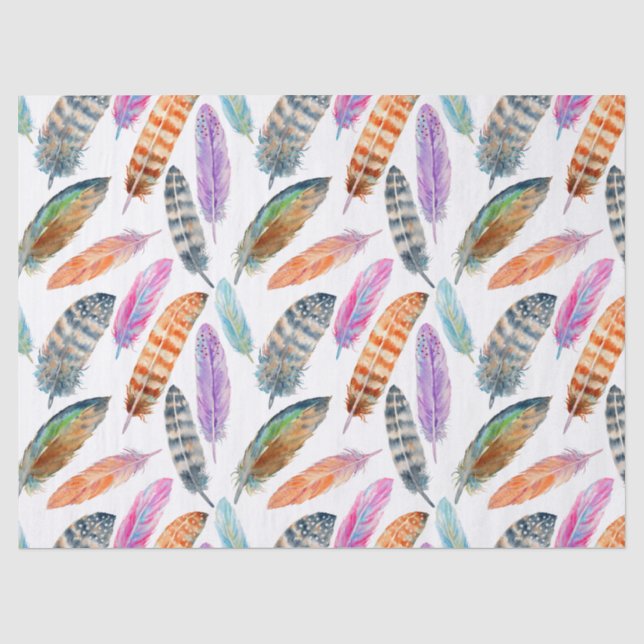 Papier Mousseline Plumes d'aquarelle (Recto)