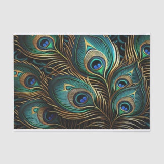 Papier Mousseline Plumes de paon
