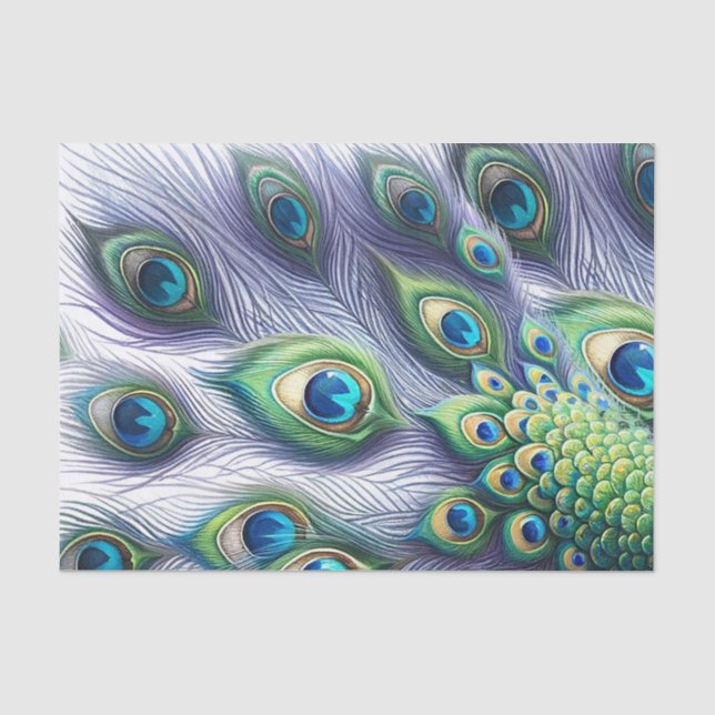 Papier Mousseline Plumes de paon (Recto)