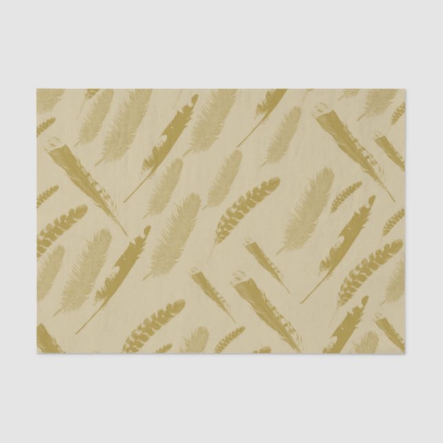Papier Mousseline Plumes d'oiseau d'or (Recto)