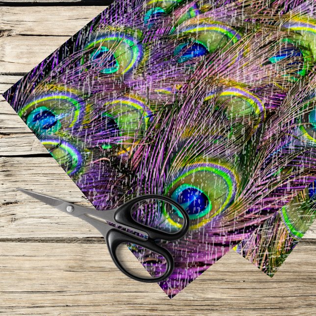 Papier Mousseline plumes violettes de paon (Créateur téléchargé)