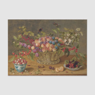 Papier Mousseline Plums, abricots, cerises et currants dans une corb
