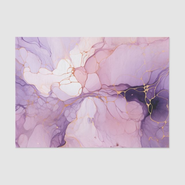 Papier Mousseline Poche violette dynamique et aquarelle or (Recto)