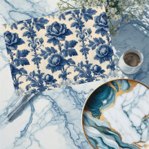 Poetic Roses French Toile Floral Blue Historic 