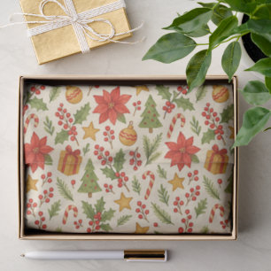 Papier Mousseline Poinsettia Botanique Classique Floral Art Motif