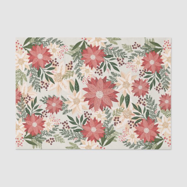 Papier Mousseline Poinsettia botanique moderne et festive (Recto)