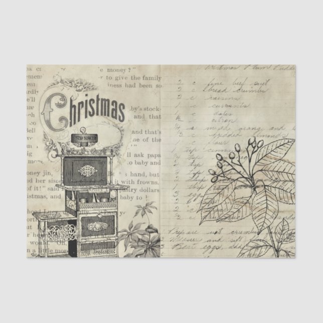 Papier Mousseline Poinsettia de cuve victorienne noire et blanche (Recto)