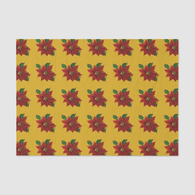 Papier Mousseline Poinsettia Tissue Papier (Recto)