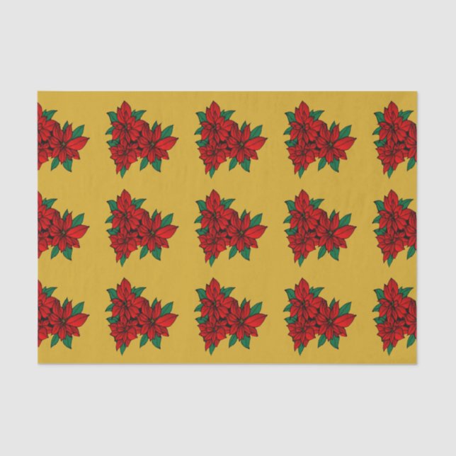 Papier Mousseline Poinsettias Papier Tissu (Recto)