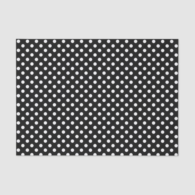 Papier Mousseline Point Polka blanc sur papier de tissus noirs (Recto)