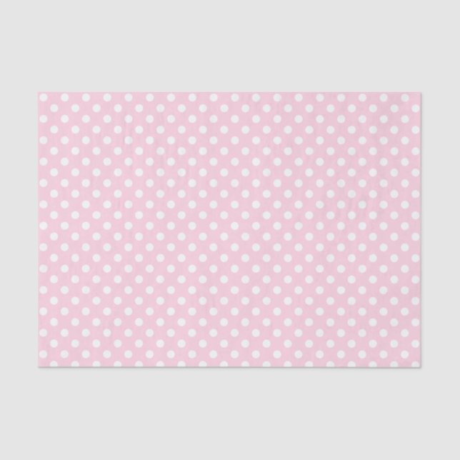 Papier Mousseline Point Polka blanc sur papier de tissus rose pâle (Recto)