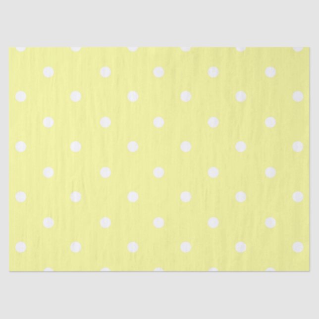 Papier Mousseline Point Polka jaune blanc (Recto)