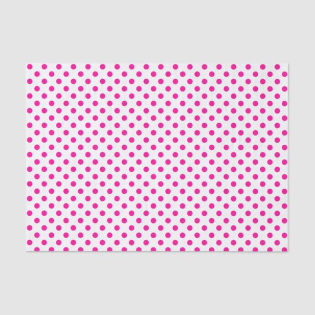 Papier Mousseline Point Polka rose chaud sur le papier blanc (Recto)