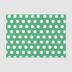 Papier Mousseline Pointe blanche et verte moyenne Polka