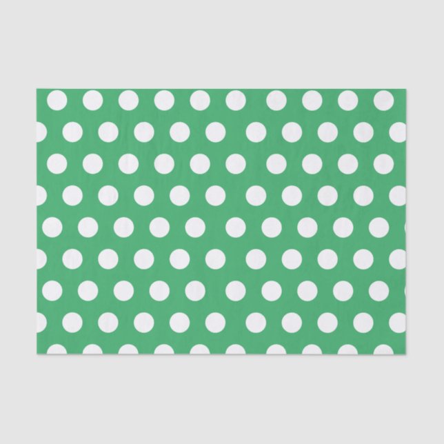 Papier Mousseline Pointe blanche et verte moyenne Polka (Recto)