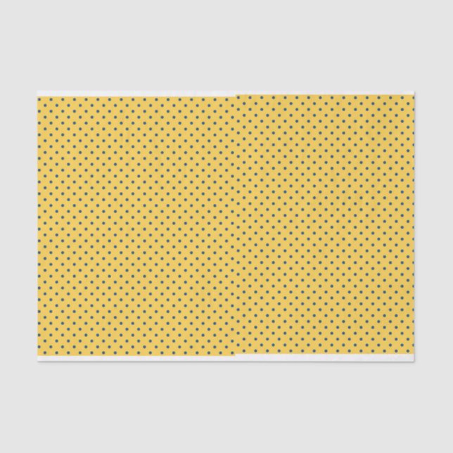 Papier Mousseline Points Bleus de la Marine Jaune (Recto)