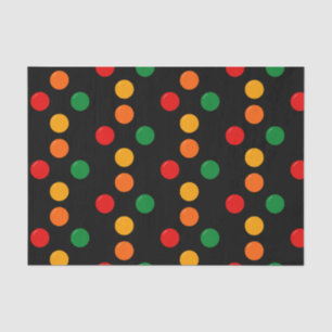 Papier Mousseline Points Colorés sur Fond Noir Rétro Moderne du Mili