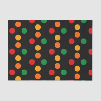 Papier Mousseline Points Colorés sur Fond Noir Rétro Moderne du Mili