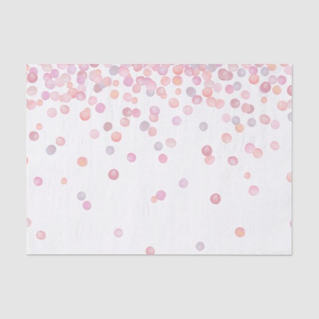 Papier Mousseline Points Confetti Aquarelle Rose Doux (Recto)