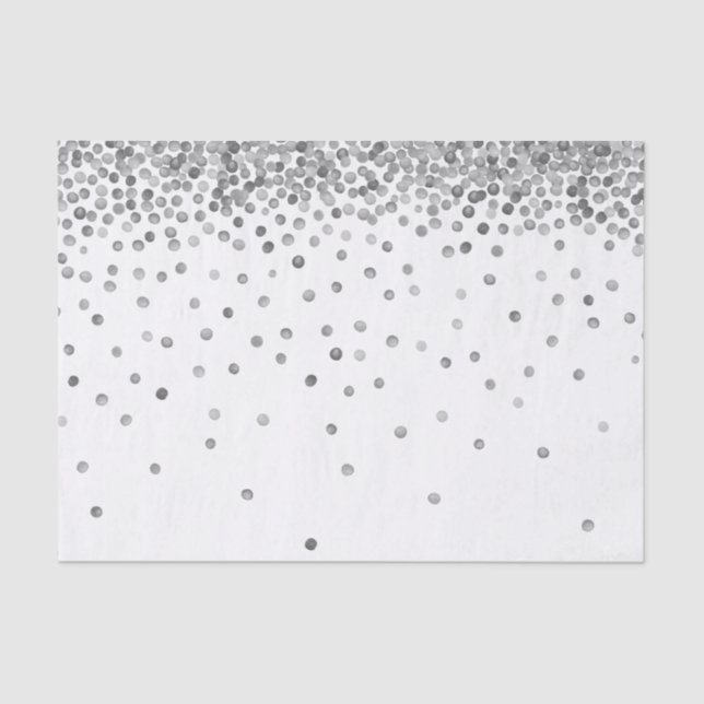 Papier Mousseline Points Confetti Argent (Recto)