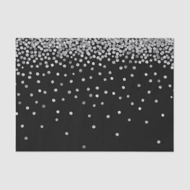 Papier Mousseline Points Confetti en argent et en couleur noire (Recto)
